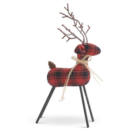 Large Plaid Deer w/Twig Antlers