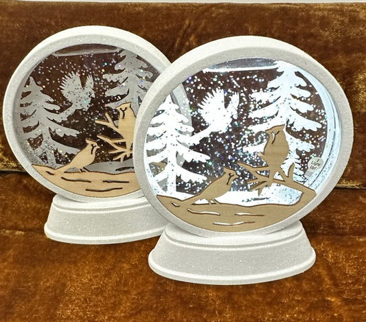 LED Light-Up Acrylic Winter Snow Globe Decor