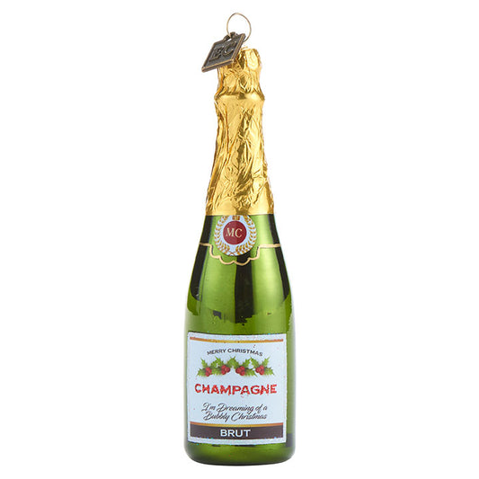 Merry Christmas Champagne Bottle Ornament