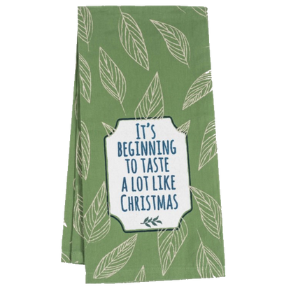 Green Holiday Kitchen Tea Towel, each sold separately