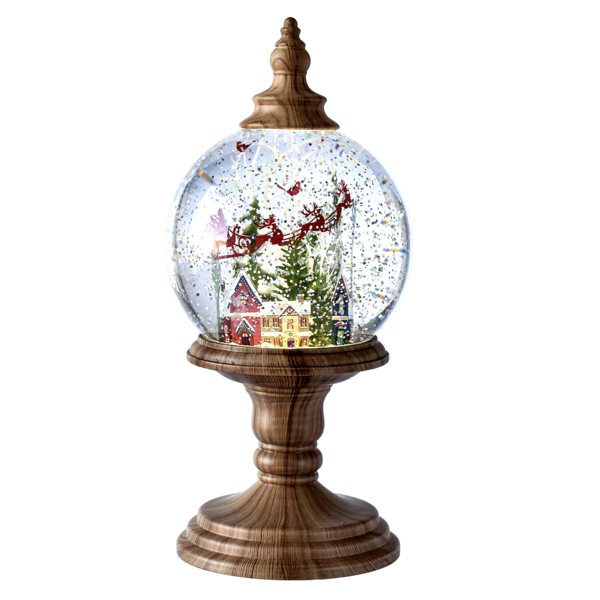 LED Light Up Shimmer Santa Snow Globe on Pedestal