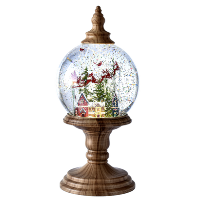 LED Light Up Shimmer Santa Snow Globe on Pedestal