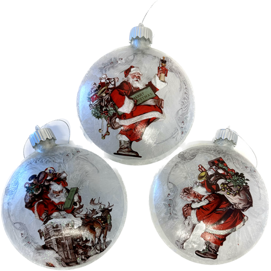 Glass Santa LED Ornament, Assorted