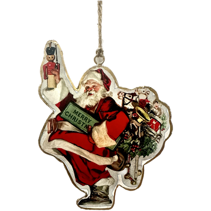 Vintage Metal Santa Ornament