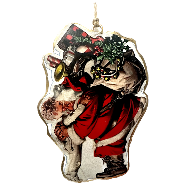 Vintage Metal Santa Ornament