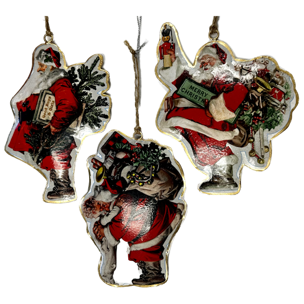 Vintage Metal Santa Ornament