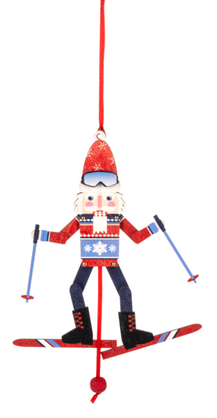 Skier Pull-Toy Ornament