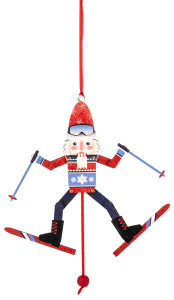 Skier Pull-Toy Ornament