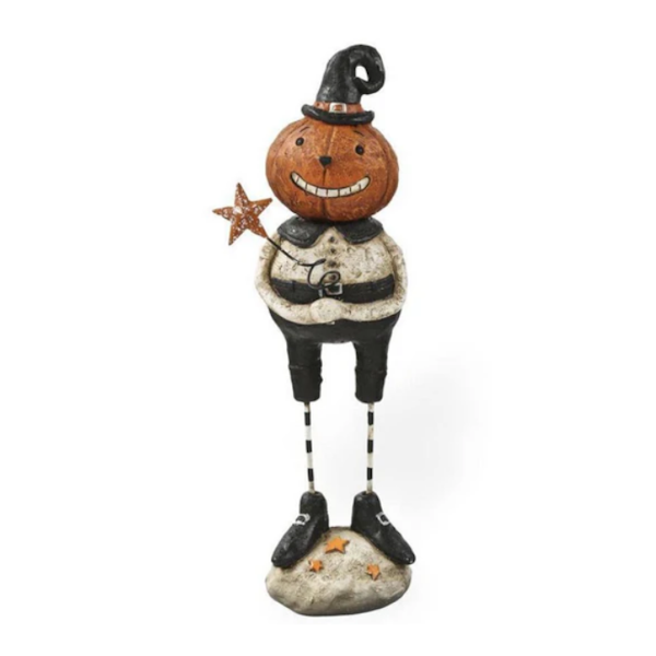 Standing Pumpkin Man with Hat Holding Star