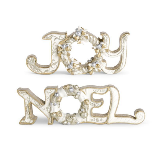 Joy/Noel Tabletop Cutout w/Wreath Motif, each sold separately