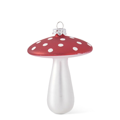 Red & White Polka Dot Mushroom Glass Ornament - 2 Styles, sold separately