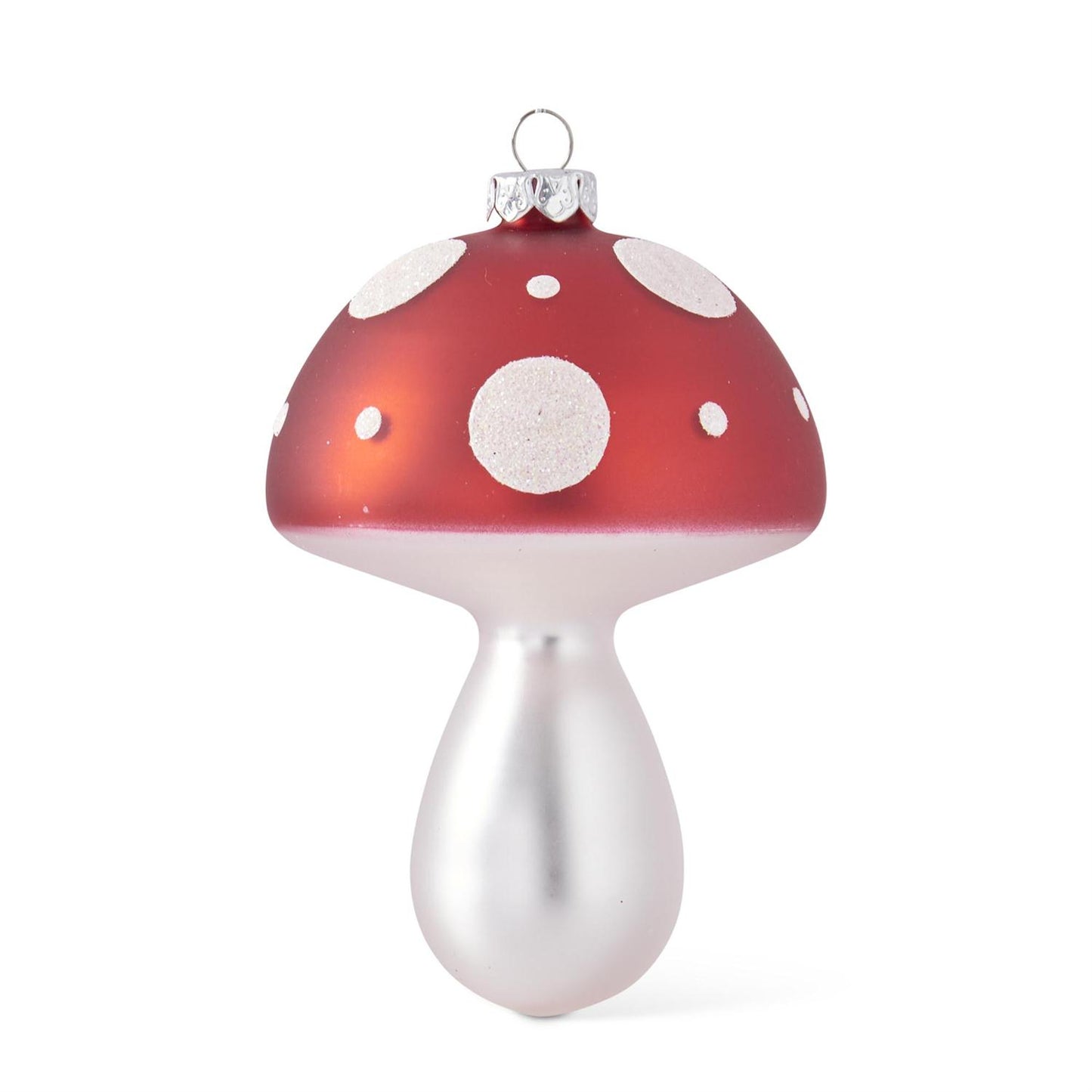 Red & White Polka Dot Mushroom Glass Ornament - 2 Styles, sold separately
