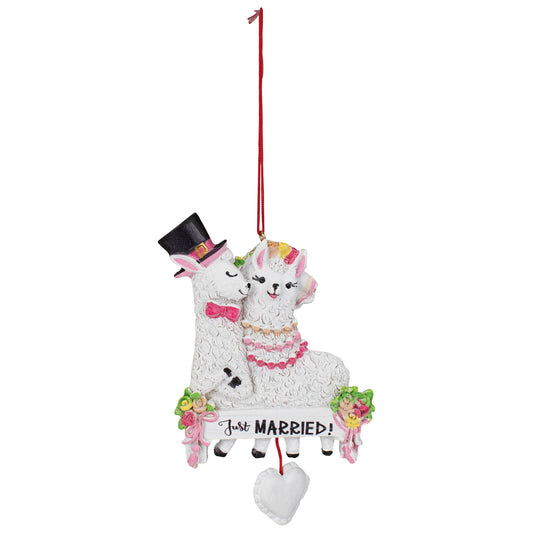 Just Married Llama Ornament