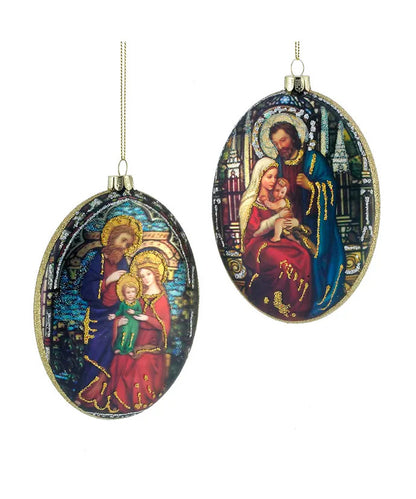 Holy Family Oval Glass Ornament, sold separately