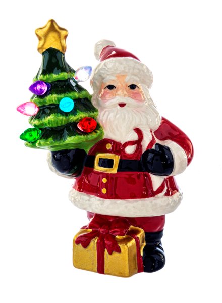 LED Retro Santa w/Light-Up Tree