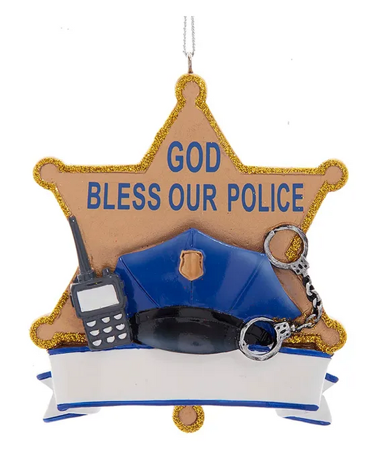 "God Bless Our Police" Ornament for Personalization