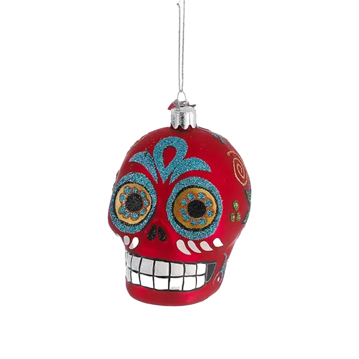 Sugar Skull Glass Ornament - 3 colors, sold separately