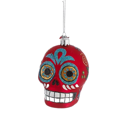 Sugar Skull Glass Ornament - 3 colors, sold separately