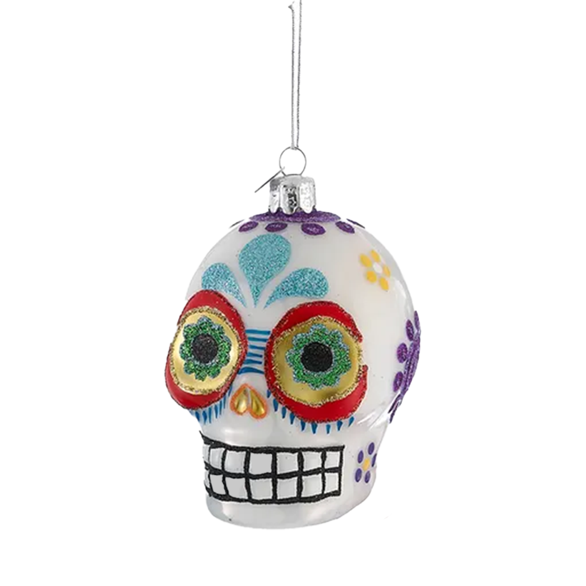 Sugar Skull Glass Ornament - 3 colors, sold separately