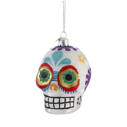 Sugar Skull Glass Ornament - 3 colors, sold separately