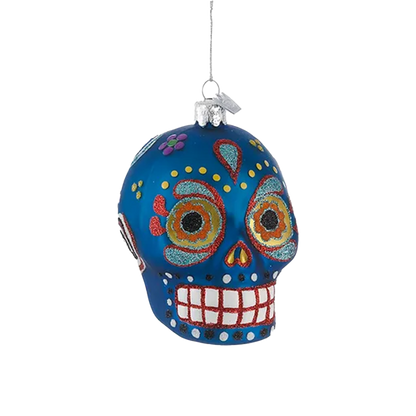 Sugar Skull Glass Ornament - 3 colors, sold separately