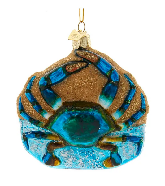 Blue Crab Glass Ornament