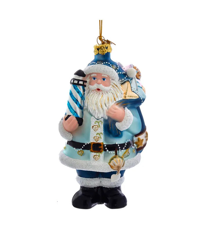 Nautical Santa Glass Ornament-Noble Gems Collection