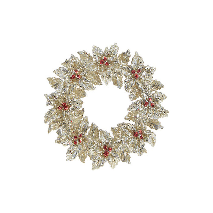 Glittered Holly Wreath-Style Ornament