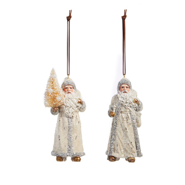 Bon Noel Glittered Santa Ornament-Assorted Styles, each sold seperately