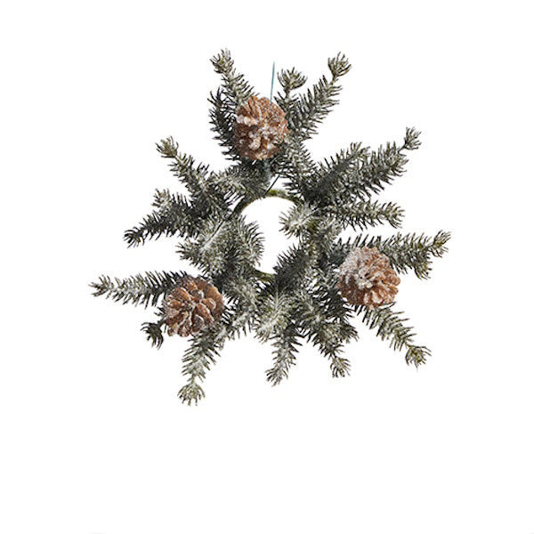 Iced Pine Mini-Wreath Candle Ring