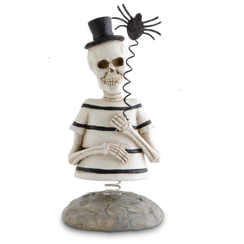 Skeleton Man Bobble Head w/Glittered Spider