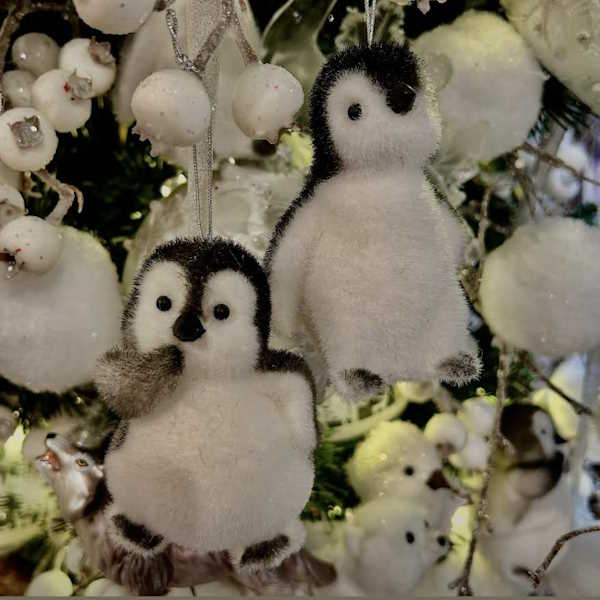 Flocked Penguin Ornament, Assorted Styles-each sold separately