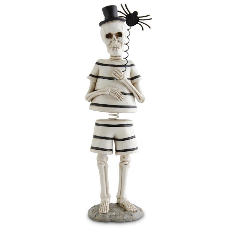 Standing Skeleton Man Bobble Head w/Glittered Spider