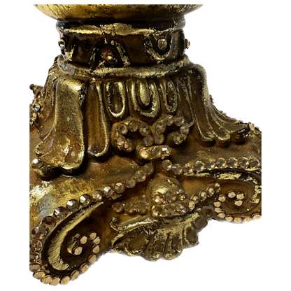 Gold Acanthus Jeweled Candle Base