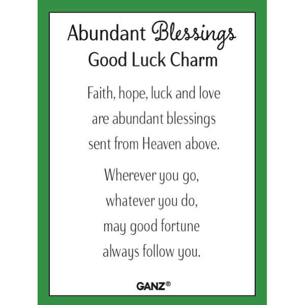 Abundant Blessings Good Luck Charm, with Insert Card