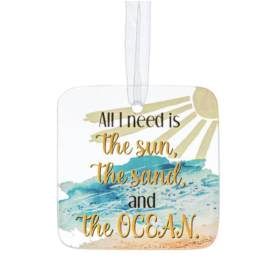 All I Need is the Sun, the Sand, and the Ocean, Coastal Glass Ornament