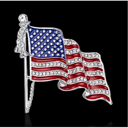 American Flag Lapel Pin, Silver