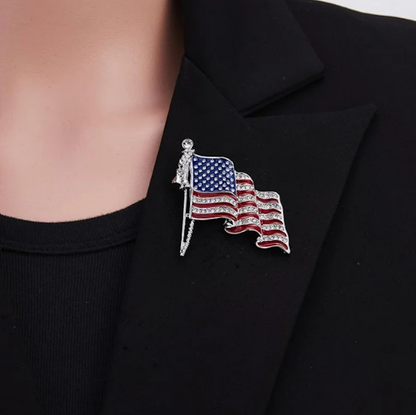 American Flag Lapel Pin, Silver