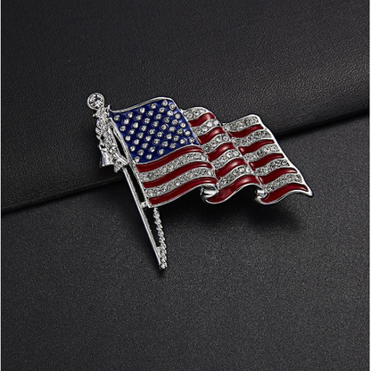 American Flag Lapel Pin, Silver