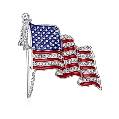 American Flag Lapel Pin, Silver