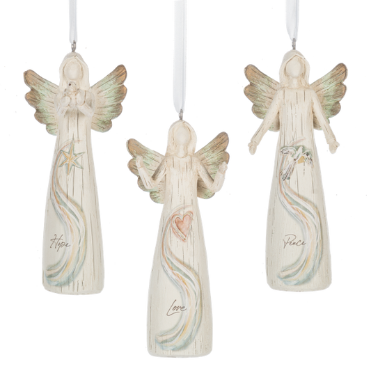 Hope, Love & Peace Angel Ornaments-Assorted, each sold separately