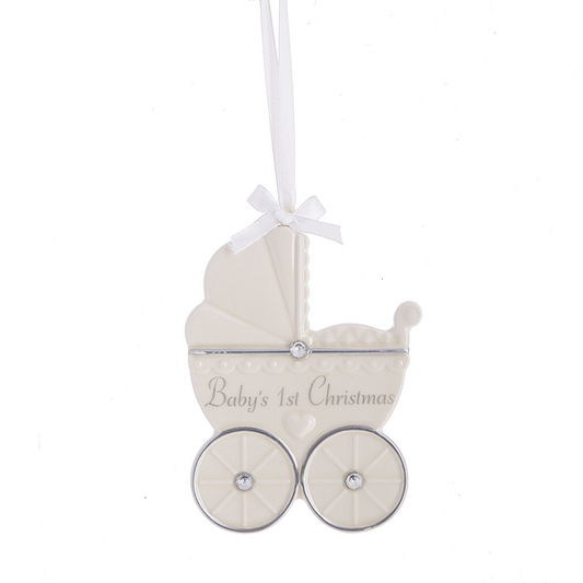 Baby's 1st Christmas Pram Ornament-Personalizable on back