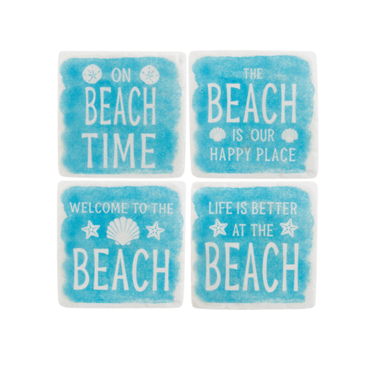 Beach Text Coasters (4-pc Set)