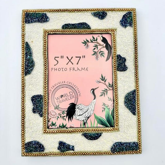 Beaded Animal Print Photo Frame-Fly By Night 5" x 7"