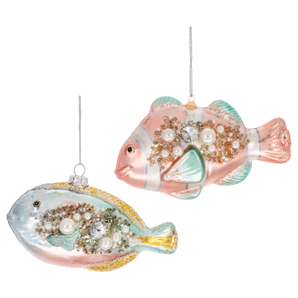 Beaded Glass Fish Ornament-Assorted, each sold separately