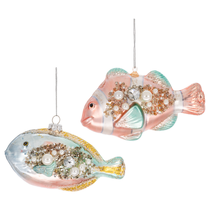 Beaded Glass Fish Ornament-Assorted, each sold separately