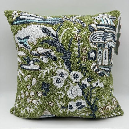 Beaded Chinoiserie Pagoda Pillow
