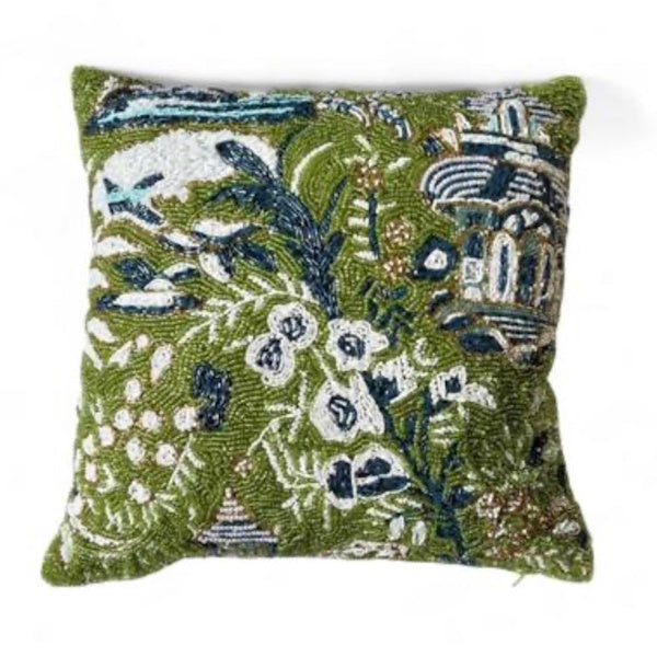 Beaded Chinoiserie Pagoda Pillow