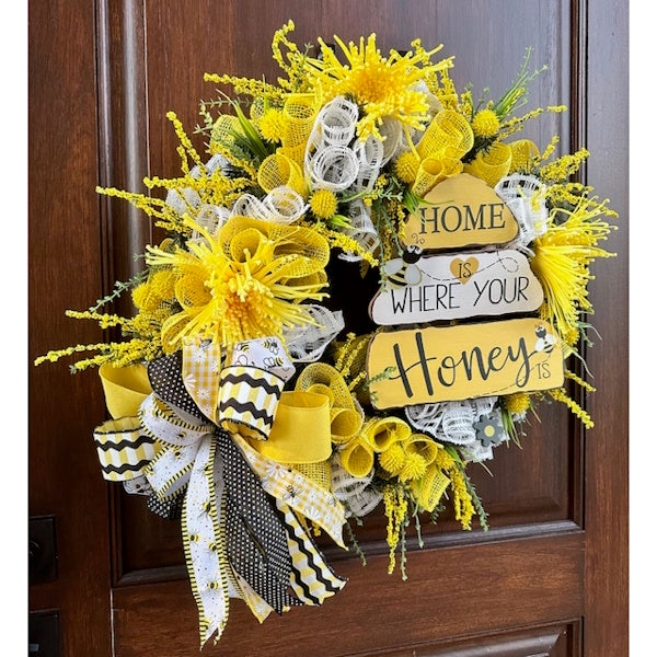 Bee Wreath "Home Is Where Your Honey Is"-Handmade/Custom