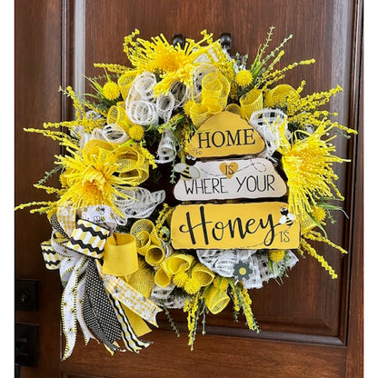 Bee Wreath "Home Is Where Your Honey Is"-Handmade/Custom